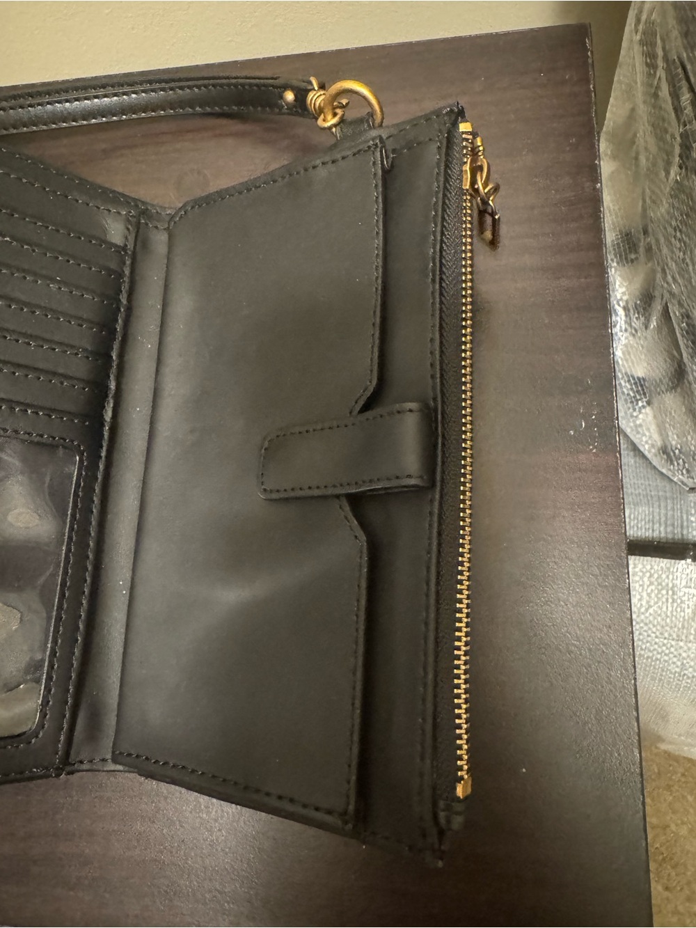 GUESS Black Quilted Zip Wristlet - Picture 3 of 5
